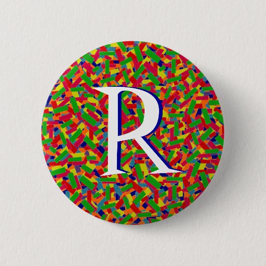 Multicolor Confetti-monogrammen Ronde Button 5,7 Cm (Voorkant)
