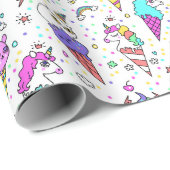 Multicolor cute ijs-can eenhoorn patroon cadeaupapier (Rol Hoek)