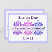 Multicolor Damast Save the Date Aankondigingskaart (Voorkant / Achterkant)