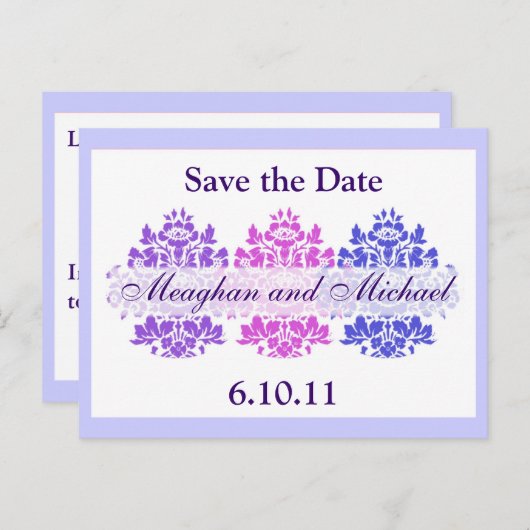 Multicolor Damast Save the Date Aankondigingskaart (Voorkant / Achterkant)