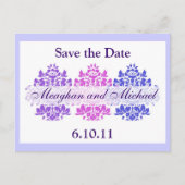 Multicolor Damast Save the Date Aankondigingskaart (Voorkant)