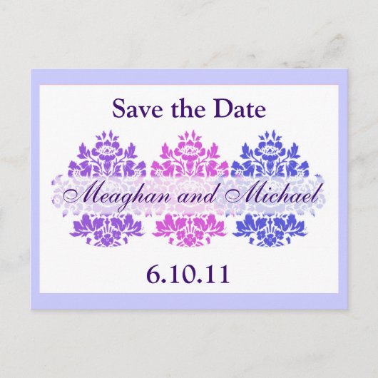 Multicolor Damast Save the Date Aankondigingskaart (Voorkant)