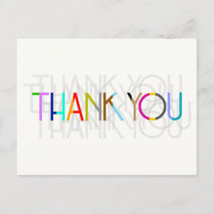 Multicolor Dank u Typografie Briefkaart