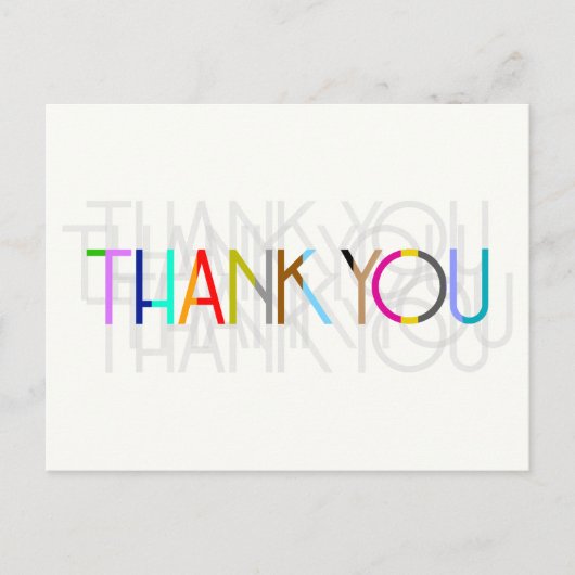 Multicolor Dank u Typografie Briefkaart (Voorkant)