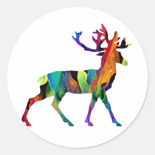 MULTICOLOR DEER PRODUCTS RONDE STICKER (Voorkant)