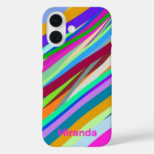 Multicolor diagonaal lijnpatroon iPhone 16 hoesje