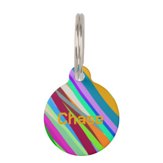 Multicolor diagonaal lijnpatroon huisdierpenning