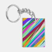 Multicolor diagonaal lijnpatroon sleutelhanger (Voorkant Links)