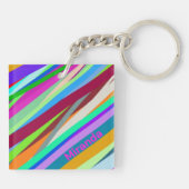 Multicolor diagonaal lijnpatroon sleutelhanger (Achterkant)