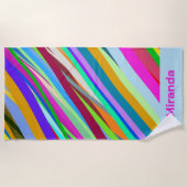 Multicolor diagonaal lijnpatroon strandlaken (Voorkant)