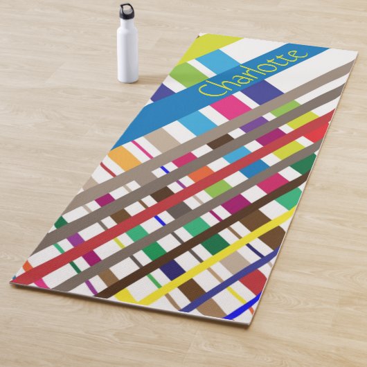 Multicolor Diagonal Lines Yoga Mat (In situ)