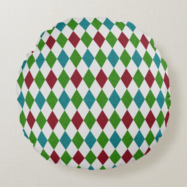 Multicolor diamant glitters rond kussen (Voorkant)