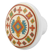 Multicolor Diamant Kruis Zapotec Keramische Knop (Rechts)