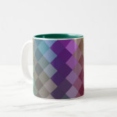 Multicolor Diamond Chevron Pattern 4 Tweekleurige Koffiemok (Voorkant links)