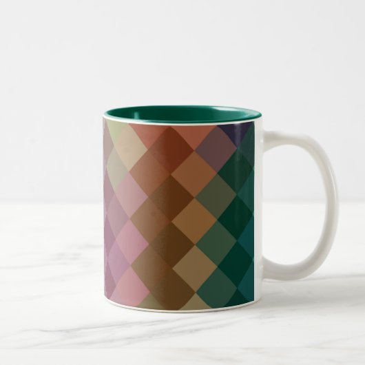 Multicolor Diamond Chevron Pattern 4 Tweekleurige Koffiemok (Rechts)