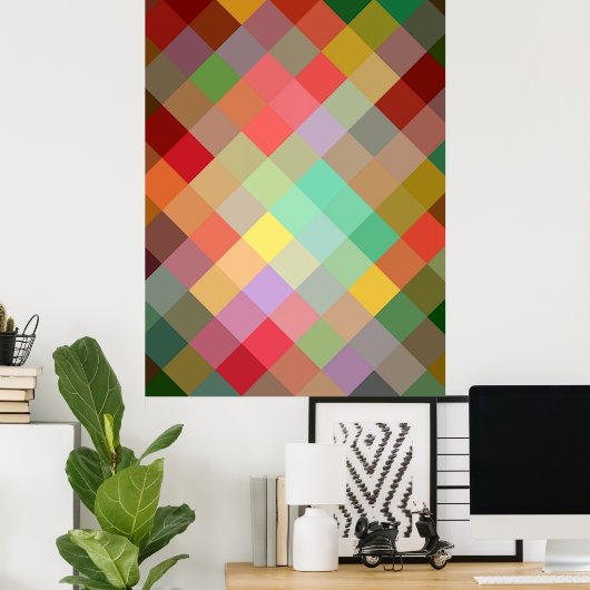 Multicolor Diamond Seamless Pattern 2 Poster (Thuiskantoor)