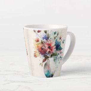 Multicolor DK Blauw Roos Bloemen #4 Latte Mok