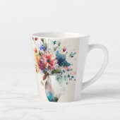 Multicolor DK Blauw Roos Bloemen #4 Latte Mok (Rechts)