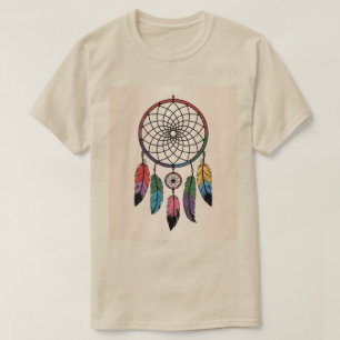 Multicolor Dreamcatcher Gouden Achtergrond T-shirt