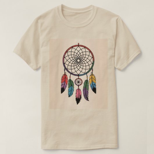 Multicolor Dreamcatcher Gouden Achtergrond T-shirt (Design voorkant)