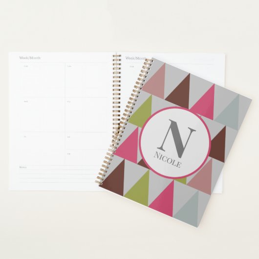 Multicolor driehoekspatroon met Initiaal Naam Planner (Display)