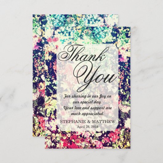 Multicolor Elegant Bloemen Collage Patroon Bedankkaart (Voorkant / Achterkant)