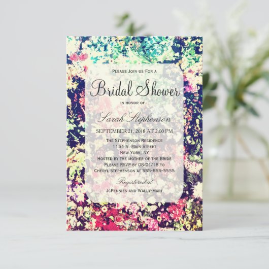 Multicolor Elegant Floral Collage Pattern Kaart (Staand voorkant)