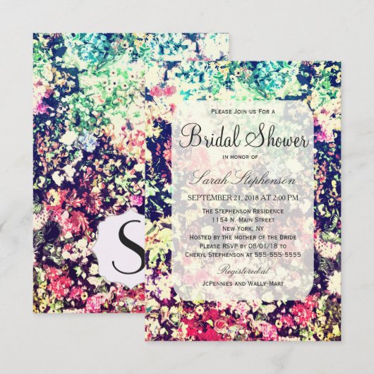 Multicolor Elegant Floral Collage Pattern Kaart (Voorkant / Achterkant)