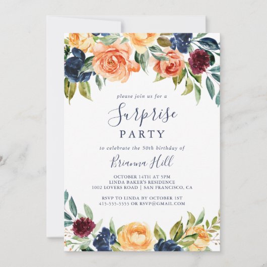 Multicolor Elegant Floral Enterprise Party Kaart (Voorkant)