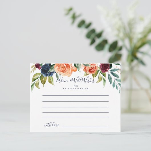Multicolor Elegant Floral Wedding Advice Kaart (Staand voorkant)