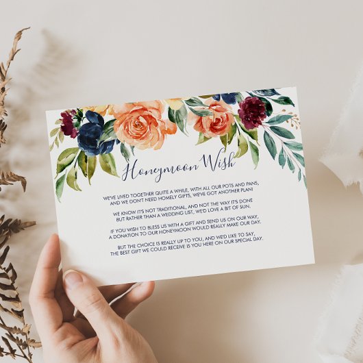 Multicolor Elegante Bloemige Huwelijkswens  Informatiekaartje