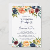 Multicolor Elegante Bloemige Trouwontbijt  Kaart (Voorkant)