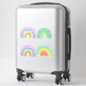 Multicolor en groene witte Waterverf Rainbows Sticker (Koffer)