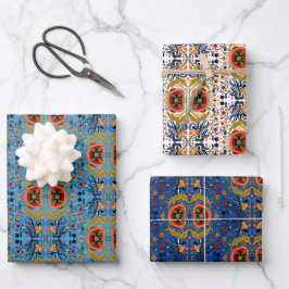 Multicolor Estlands folkpatroon Inpakpapier Vel