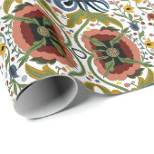 Multicolor Estse volks kunst bloemmotief Cadeaupapier (Rol Hoek)