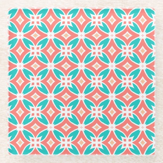 Multicolor Ethnic Patroon Glazen Onderzetter (Voorkant)