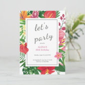 Multicolor exotische bloemen Laten we feestvieren Kaart (Staand voorkant)