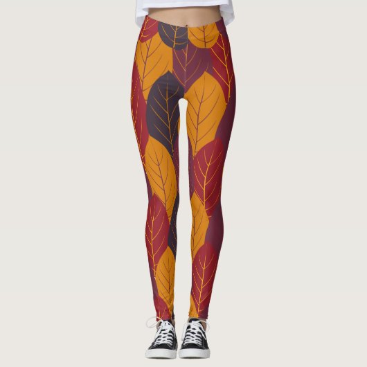 Multicolor Fall Leaves Leggings (Voorkant)