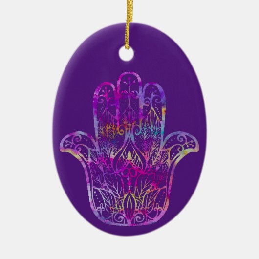 Multicolor Filigree Hamsa Keramisch Ornament (Voorkant)