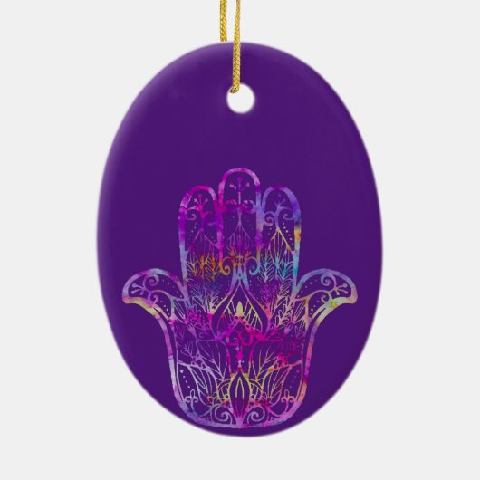 Multicolor Filigree Hamsa Keramisch Ornament (Achterkant)