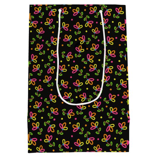 Multicolor Floral Design Medium Cadeauzakje (Achterkant)