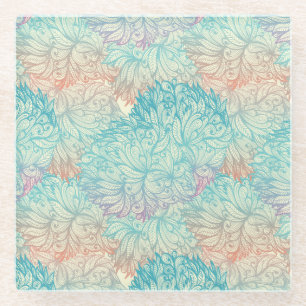Multicolor Floral Doodle Patroon Glazen Onderzetter