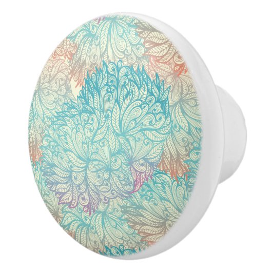 Multicolor Floral Doodle Patroon Keramische Knop (Rechts)