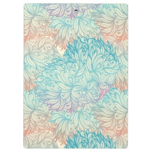 Multicolor Floral Doodle Patroon Klembord (Achterkant)
