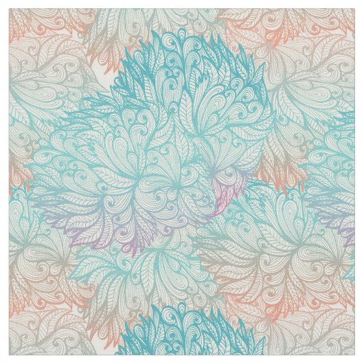 Multicolor Floral Doodle Patroon Stof (Close Up)