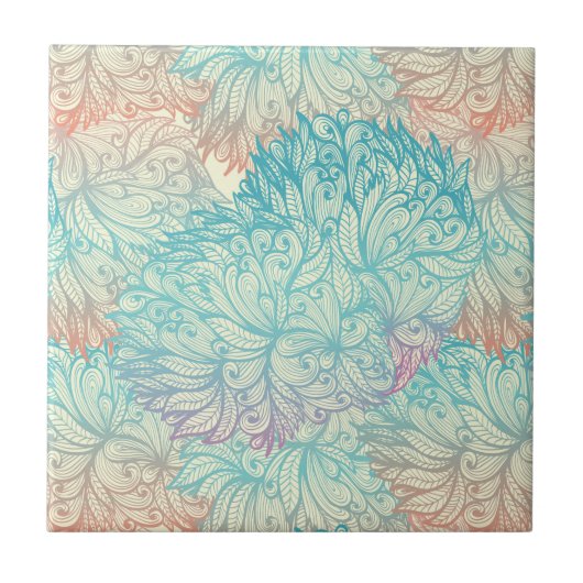 Multicolor Floral Doodle Patroon Tegeltje (Voorkant)