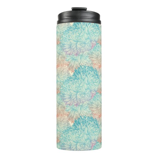 Multicolor Floral Doodle Patroon Thermosbeker (Voorkant)