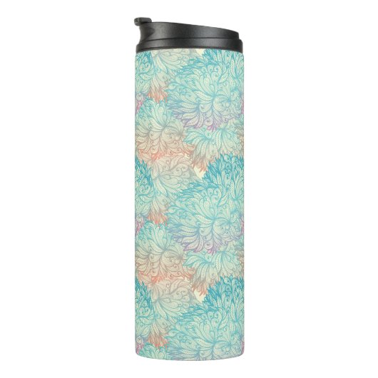 Multicolor Floral Doodle Patroon Thermosbeker (Geroteerd rechts)