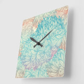Multicolor Floral Doodle Patroon Vierkante Klok (Hoek)