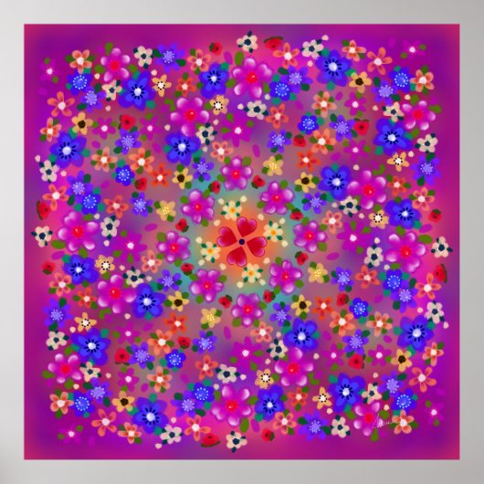  Multicolor Flowers Boho Style Poster (Voorkant)